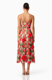 Roselyn Embroidered Midi Dress In Red by Elliatt