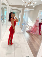 SHARNI MIDI DRESS - CHERRY RED