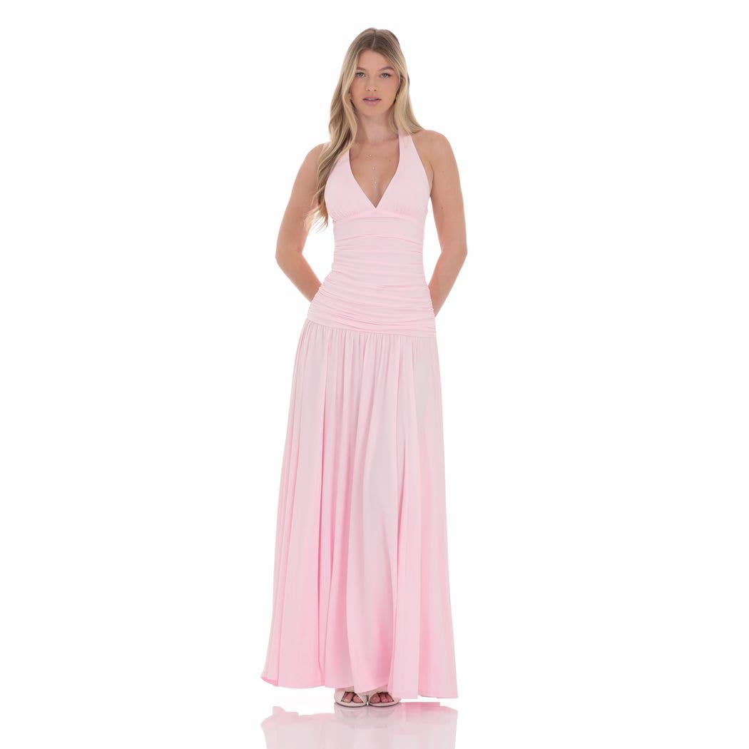 Halter Drop Waist Maxi Dress in Pink Halter Drop Waist Maxi Dress in Pink