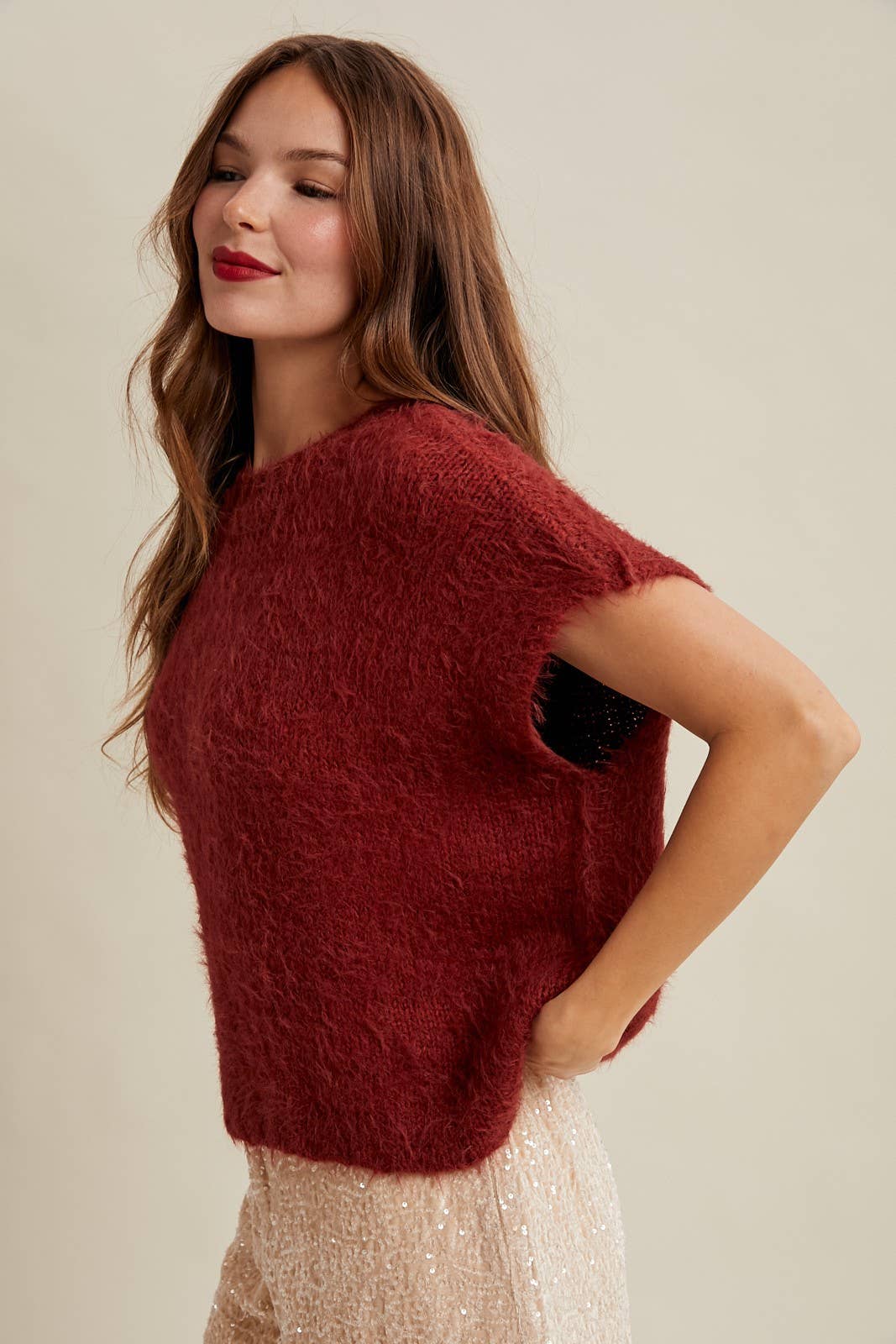 Mohair Sweater Vest Marsala