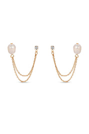 Double Piercing Freshwater Pearl Earring