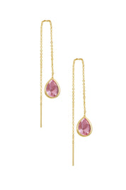 Barely There Chain and Crystal Dangle Earrings: Light Topaz Crystals with 18k Gold Plating