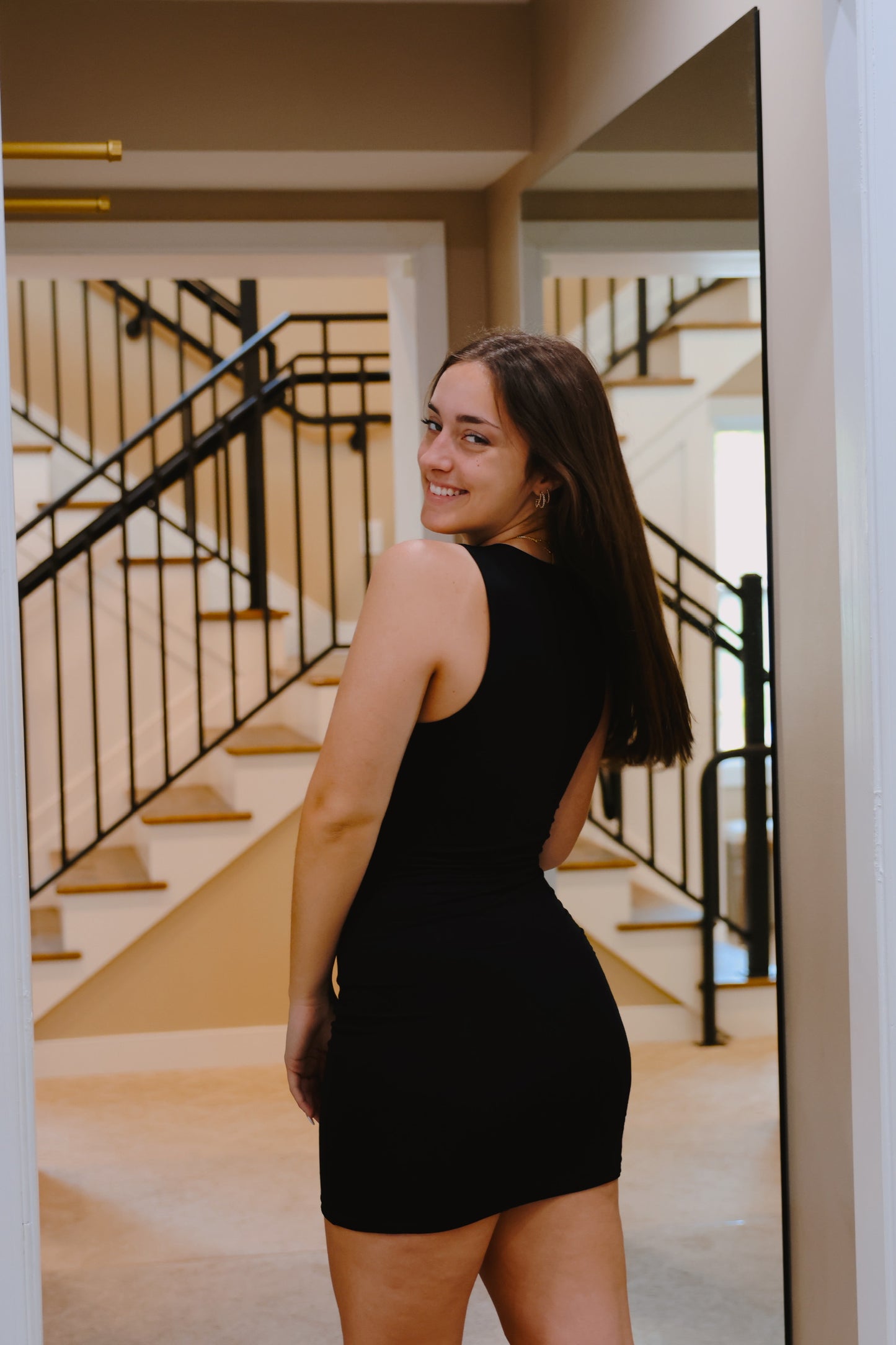 Crewneck Jersey Knit Dress Black