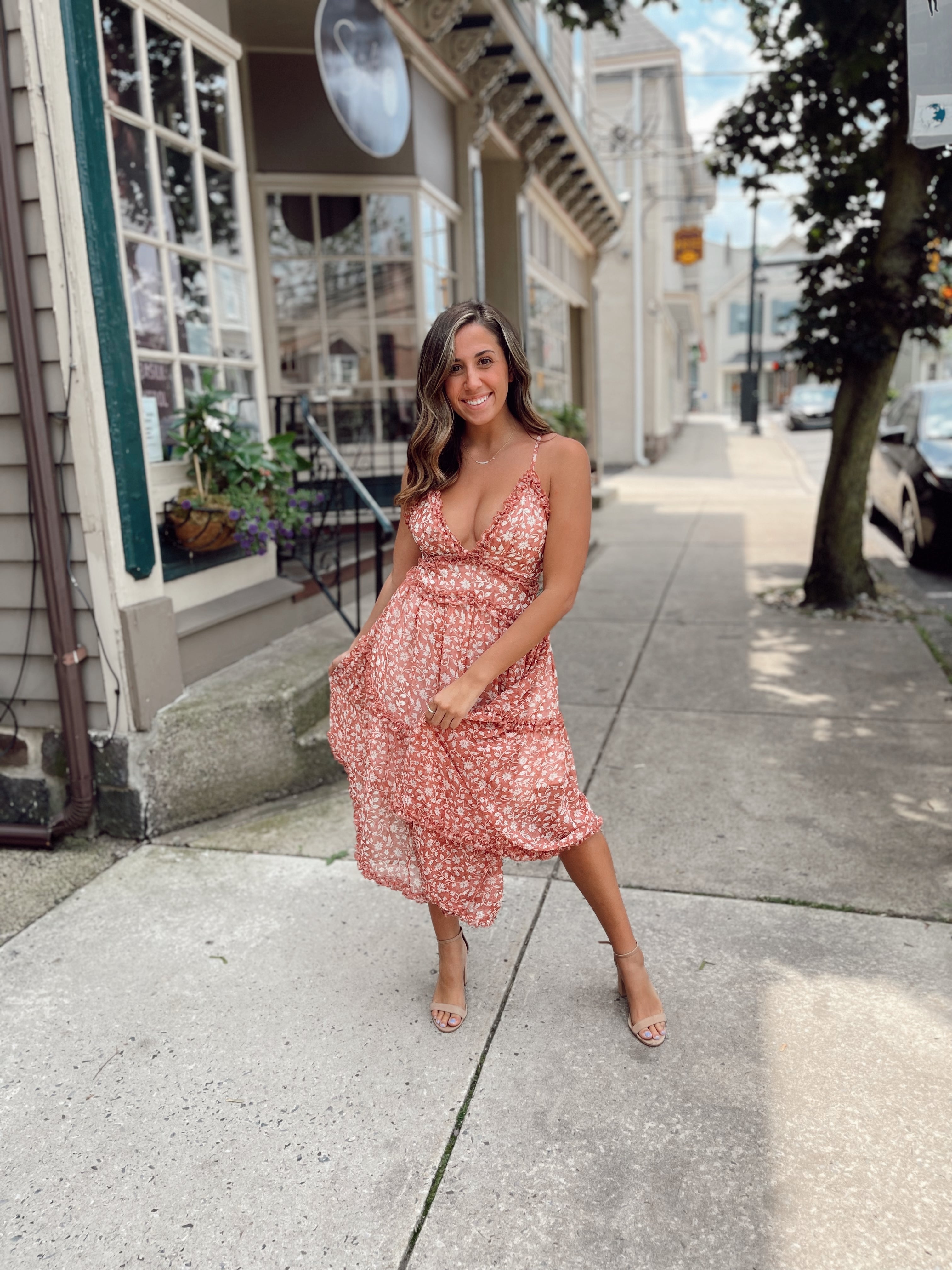 Keep Twirling Midi Rose Print
