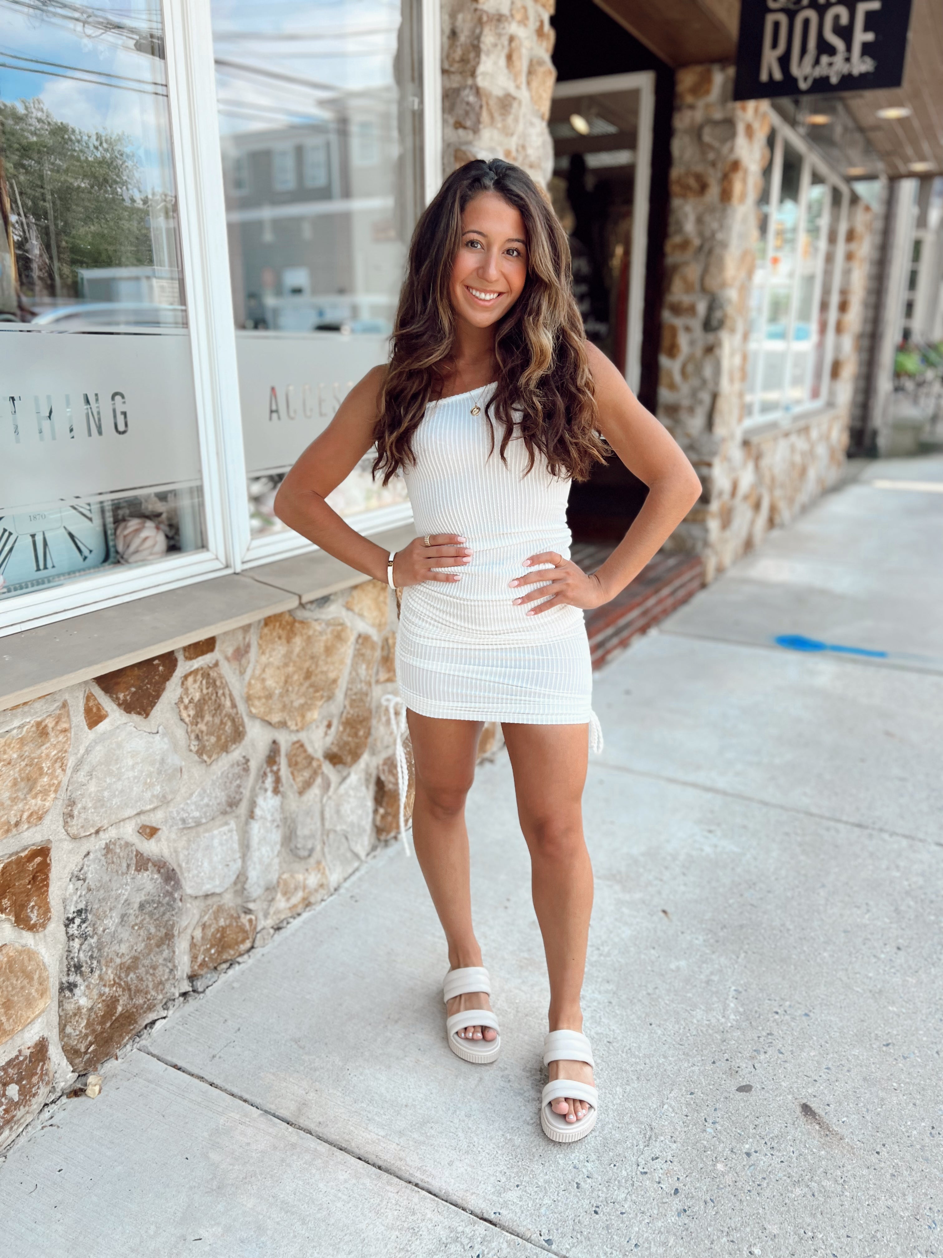 Cristina One Shoulder Dress White