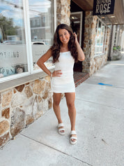 Cristina One Shoulder Dress White