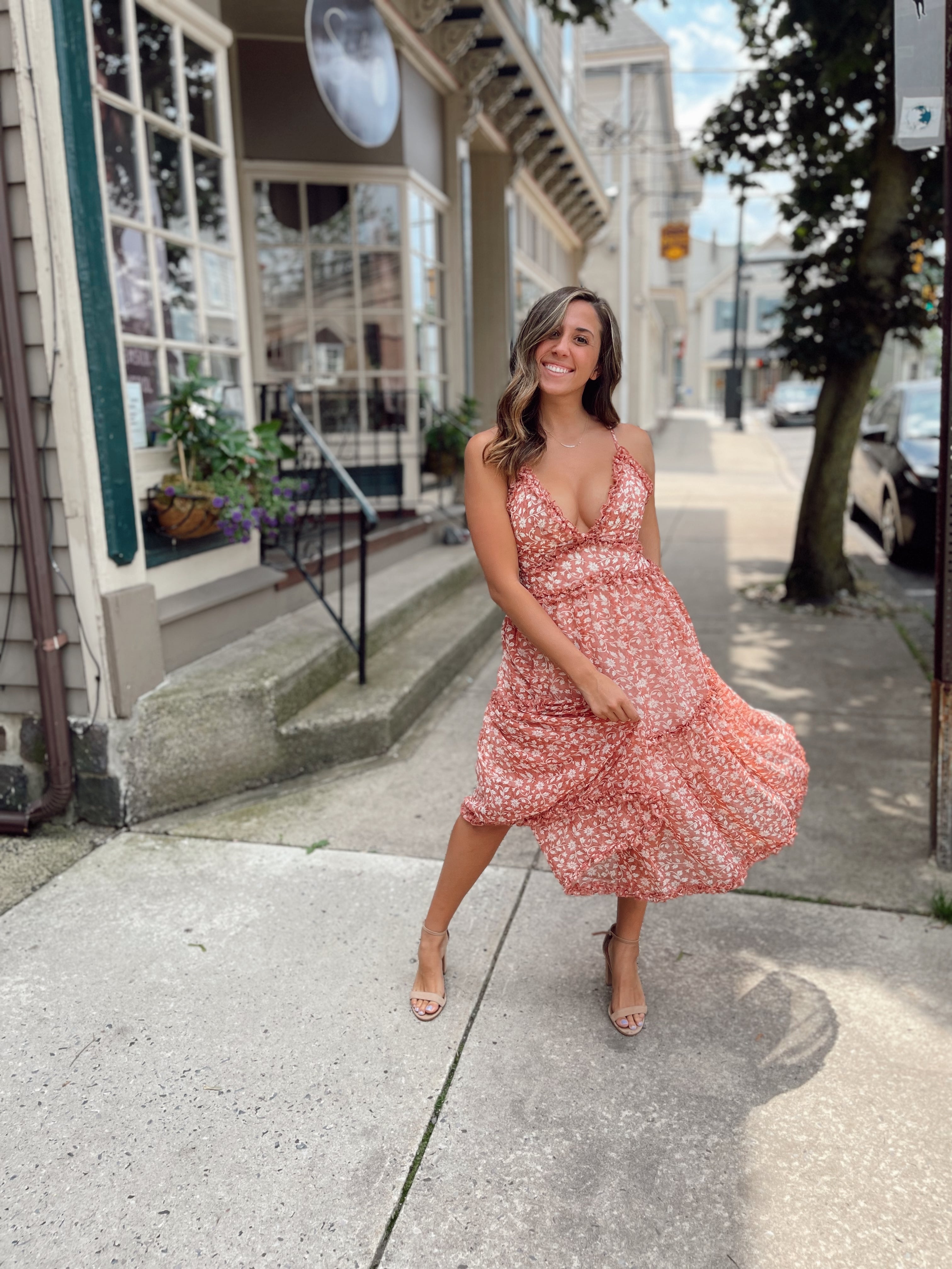 Keep Twirling Midi Rose Print
