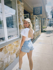 Matcha Babe Crop White