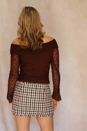 Rafaela Off The Shoulder Lace Top Brown