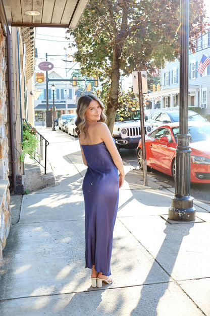 Crystalize Satin Maxi Blue Violet