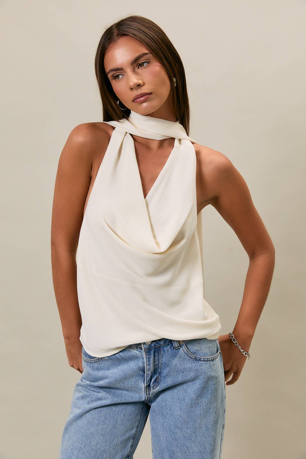 Sadie Scarf Top Cream