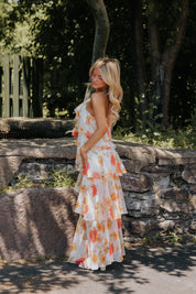 Mabel Tiered Maxi Orange/White