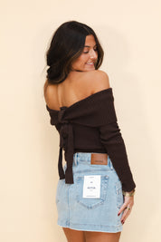 Kerianne Off The Shoulder Top Brown
