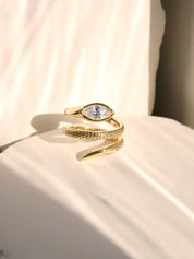 Marquise Coiled Ring: Clear Crystal with 18k Gold Plating