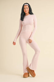 Soft Knit Jersey Long Sleeve Tee in Pink