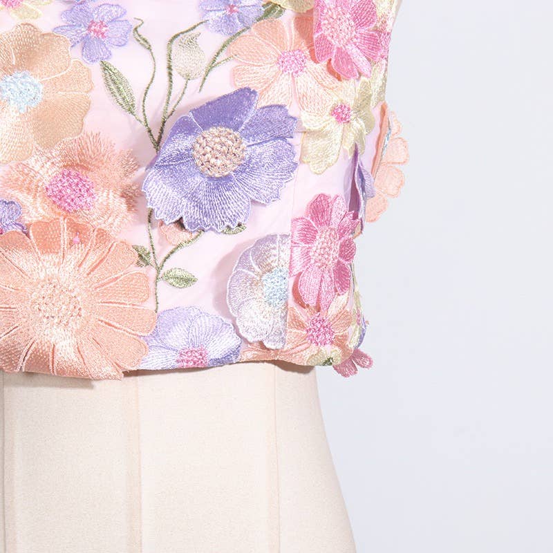 Floral Embroidery Two Piece Multi-Colored