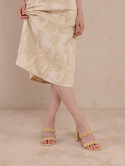 The Helena | Natural Raffia Block Heel Sandal with Pearls: NATURAL