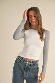 Y2K Raglan Long Sleeve Tee: Chocolate