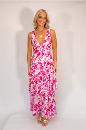 Rayne Ruffle Maxi Hot Pink Combo