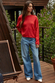 Abbie Roll Neck Knit Sweater Red