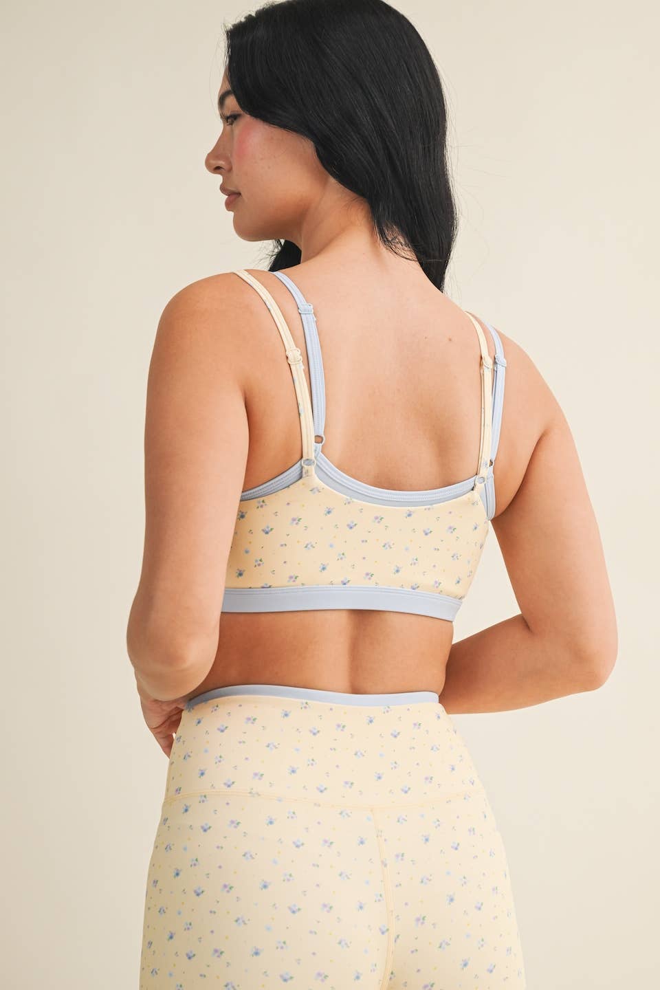 Ditsy Print Double Layered Sports Bra: Lemon Ditsy