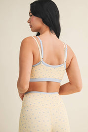 Ditsy Print Double Layered Sports Bra: Lemon Ditsy