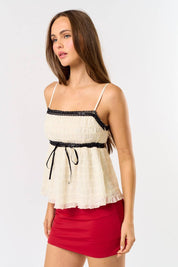 Coquette Cream Top Blk/Wht