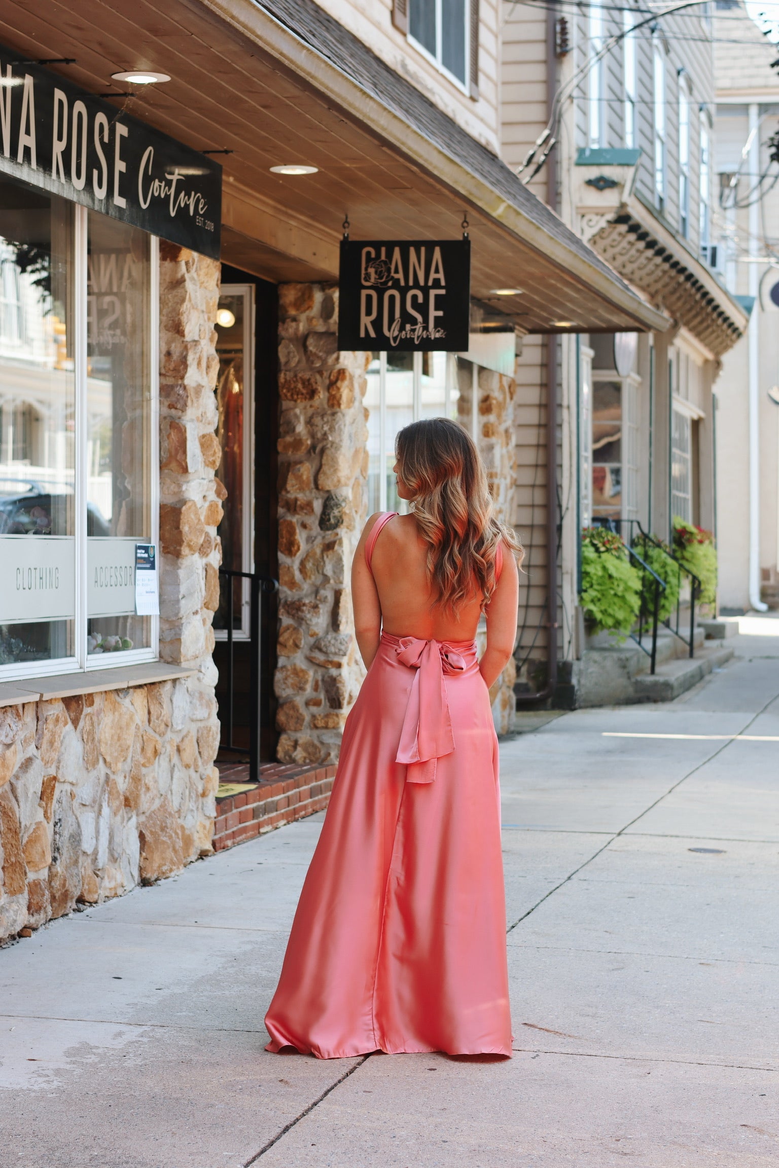 Rose Satin Wrap Dress