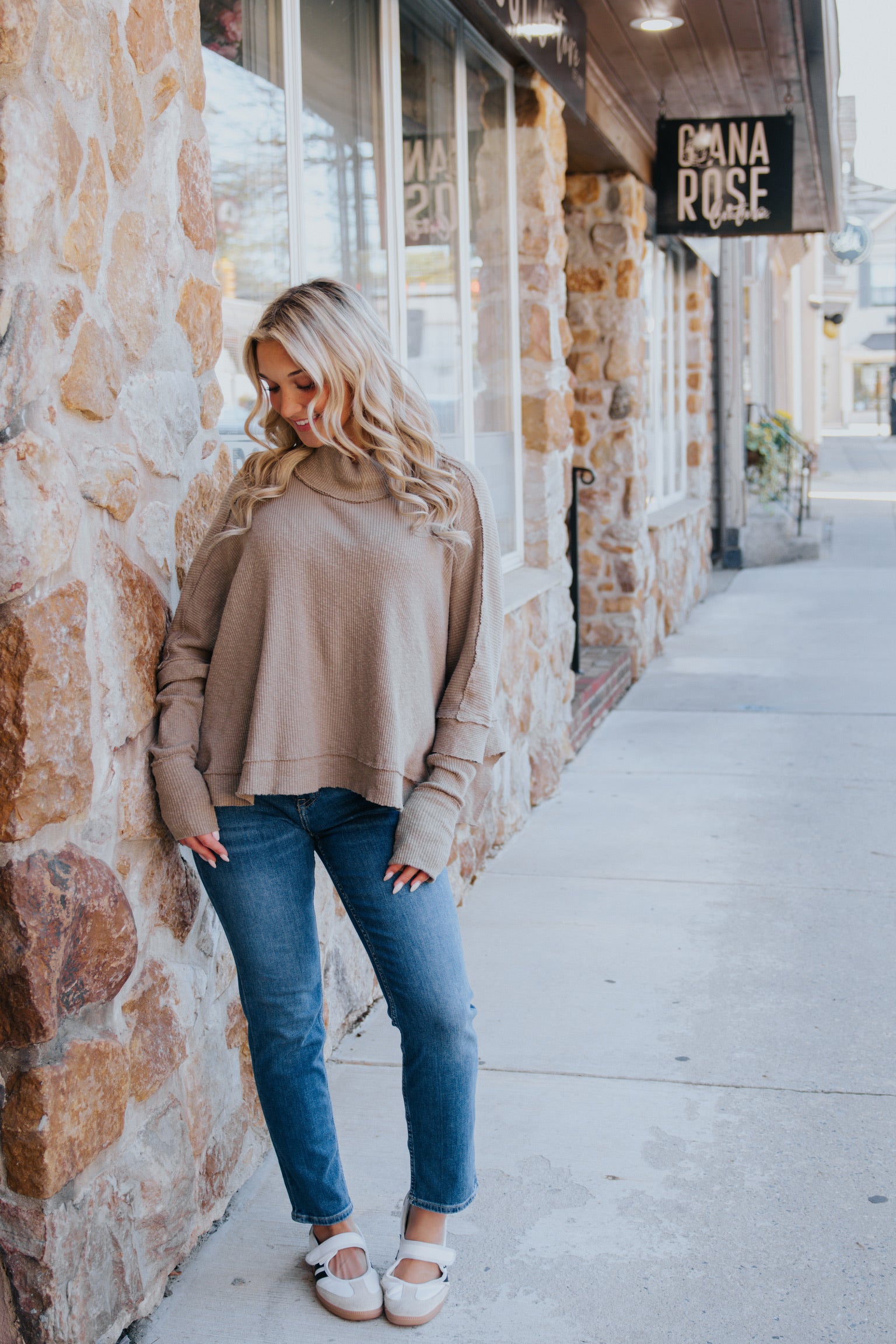 We The Free Moon Daisy Turtleneck Twofer in Saged Army| Free People