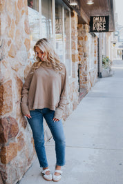 We The Free Moon Daisy Turtleneck Twofer in Saged Army| Free People