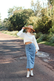 Lenox Patchwork Denim Maxi Skirt