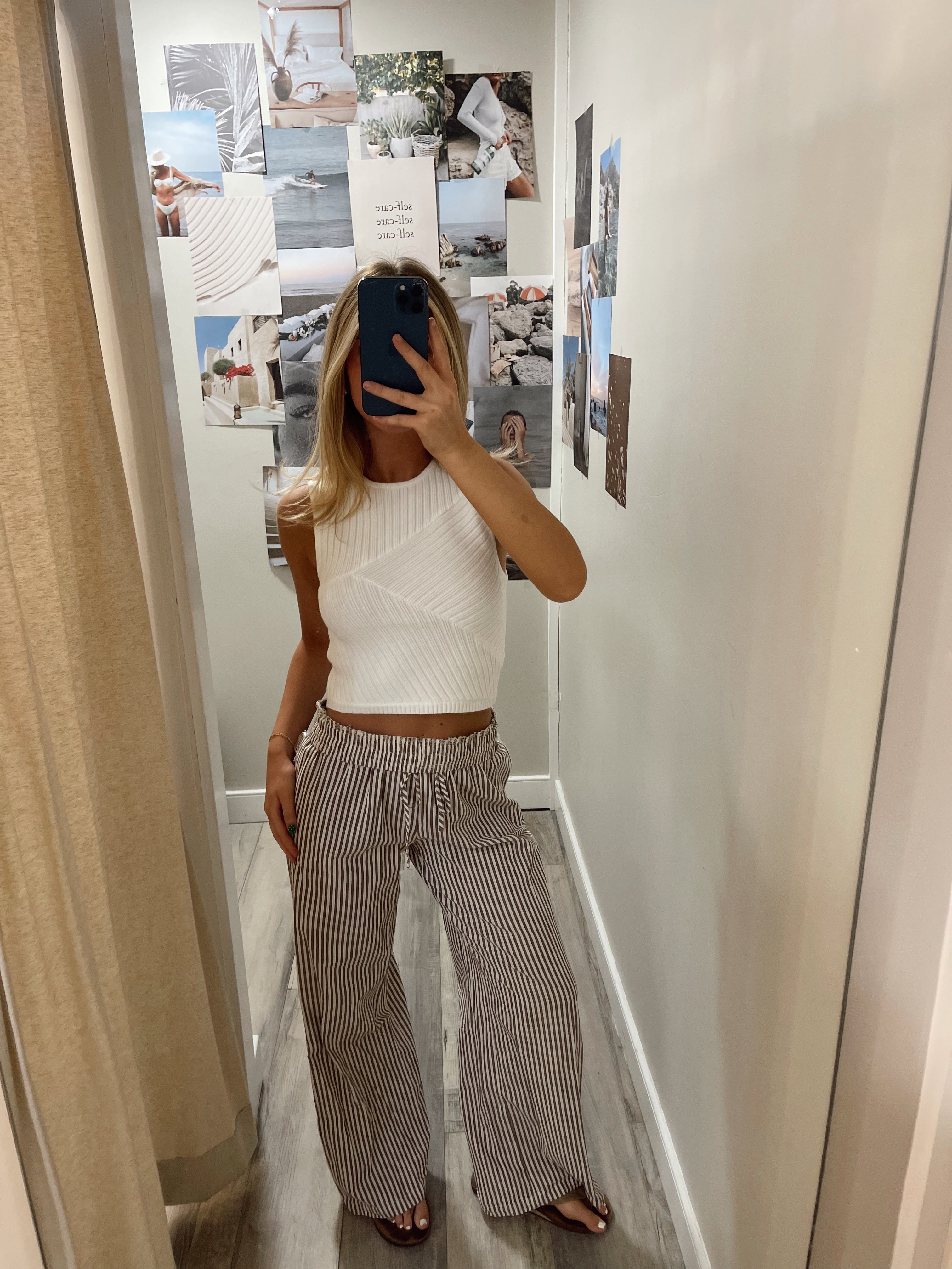 Everyday Linen Boxer Pants Brown Stripe