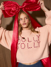 Holly Jolly Light Pink Knit Sweater