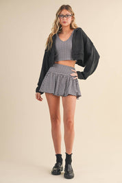 Knit Zip Up Hoodie Sweater Pink