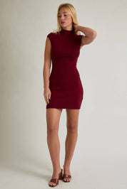 Penelope Mock Neck Dress in Burgundy