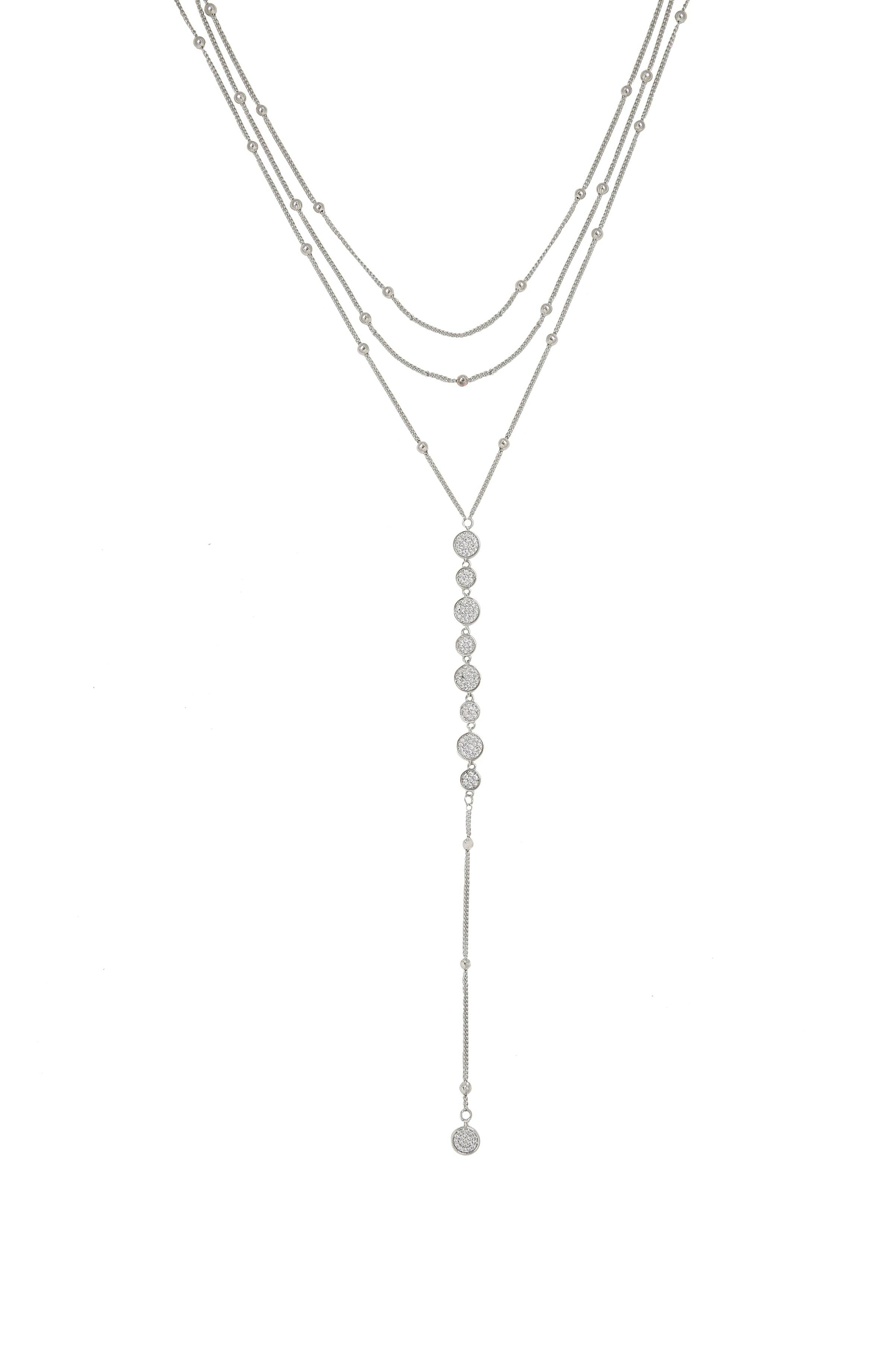 Bali Dreams Crystal Lariat Necklace: Clear Crystals with 18k Gold Plating