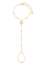 Santorini Shell Hand Chain: Clear Crystal with 18k Gold Plating / One Size
