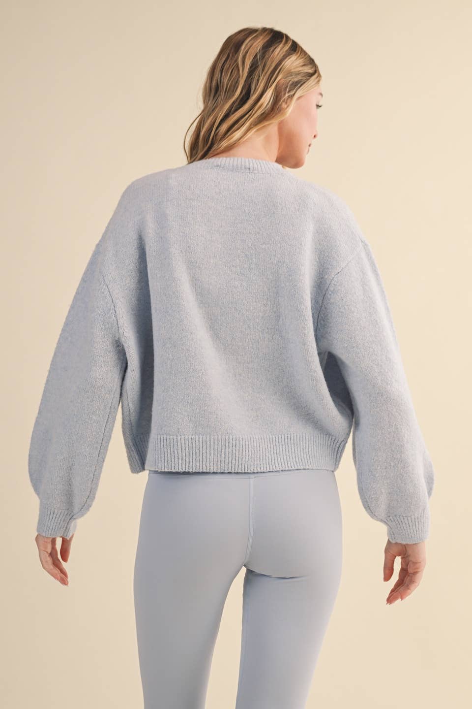 Knit Button Up Cardigan Sweater Blue