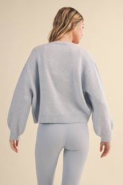 Knit Button Up Cardigan Sweater Blue