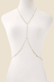 Crystal Fringe Body Chain in Gold: Clear Crystals / One Size