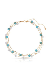 Dressed in Turquoise & Pearls Necklace: Turquoise / One Size