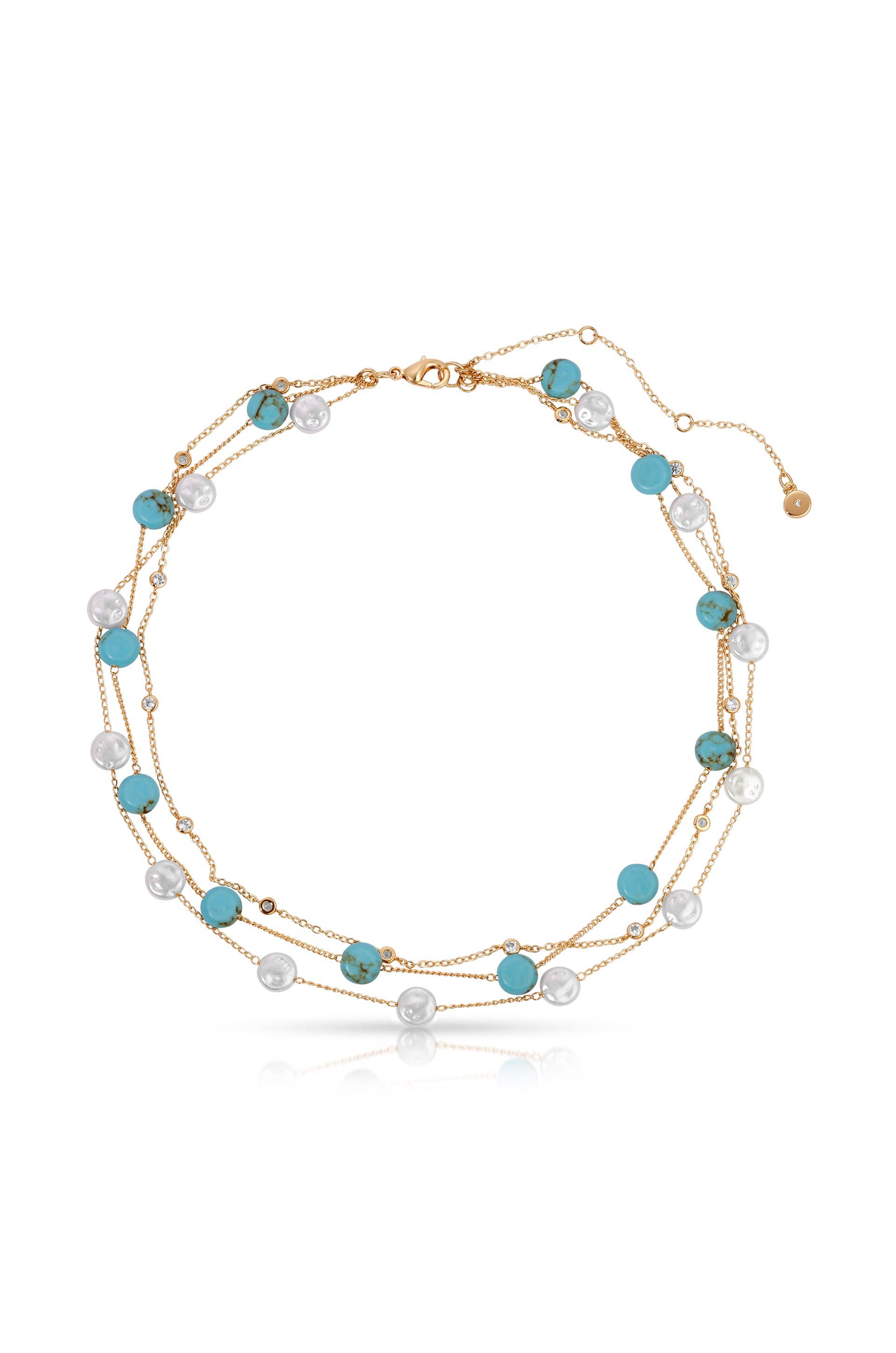 Dressed in Turquoise & Pearls Necklace: Turquoise / One Size