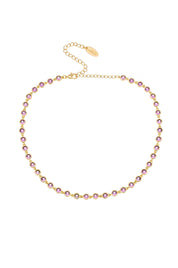 Crystal Disc and 18k Gold Plated Link Necklace: Clear Crystals / One Size