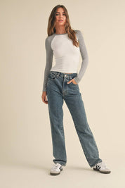 Y2K Raglan Long Sleeve Tee: Chocolate