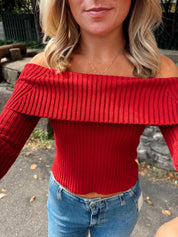 Kerianne Off The Shoulder Top Red