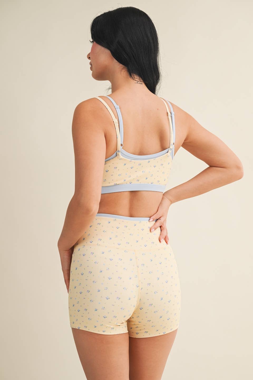 Ditsy Print Double Layered Sports Bra: Lemon Ditsy