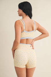 Ditsy Print Double Layered Sports Bra: Lemon Ditsy