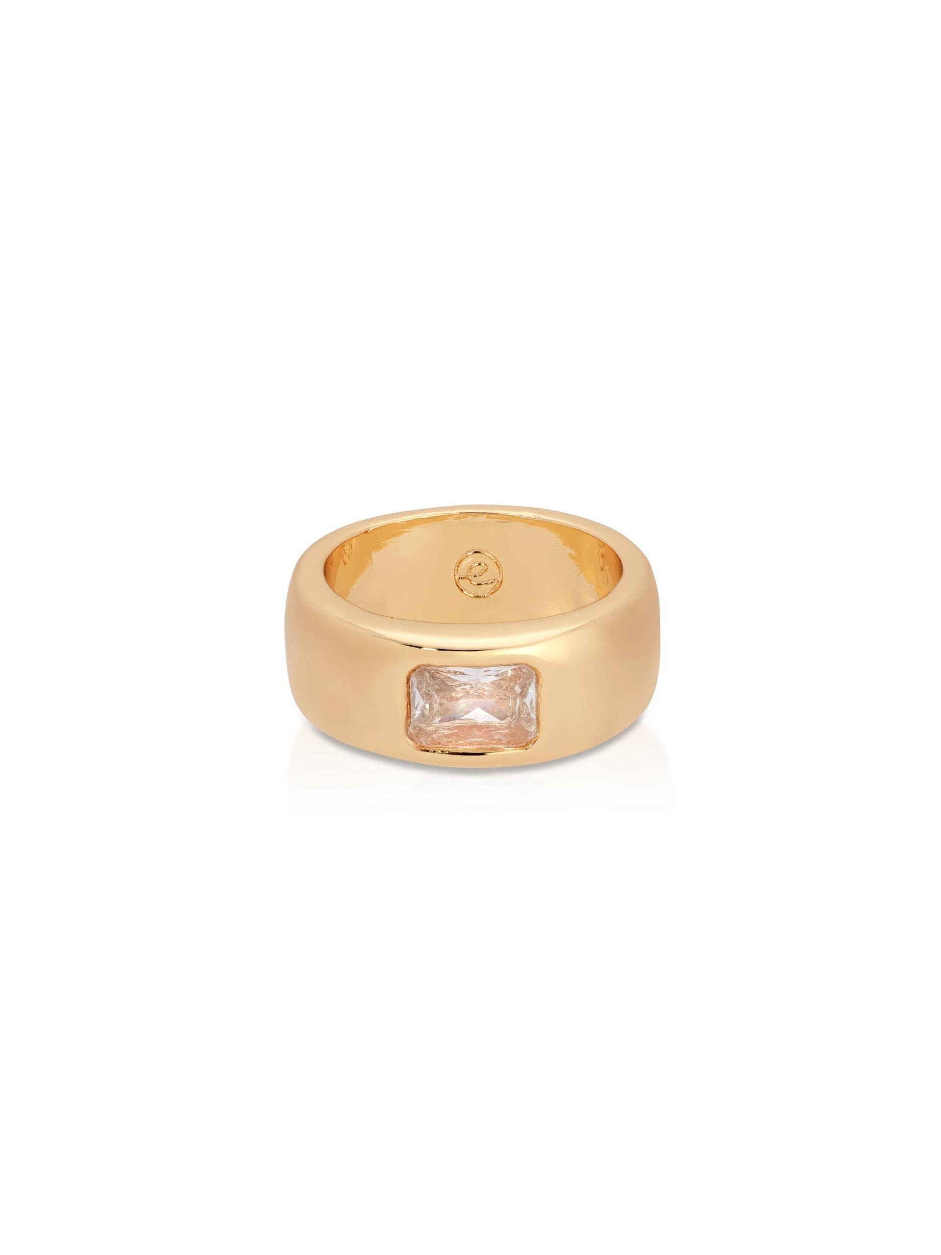 Emerald Cut Treasure Ring: Clear Crystal with 18k Gold Plating