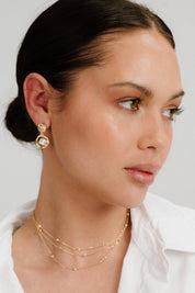 Organic Shape Crystal Earrings: Clear Crystal with 18k Gold Plating / One Size