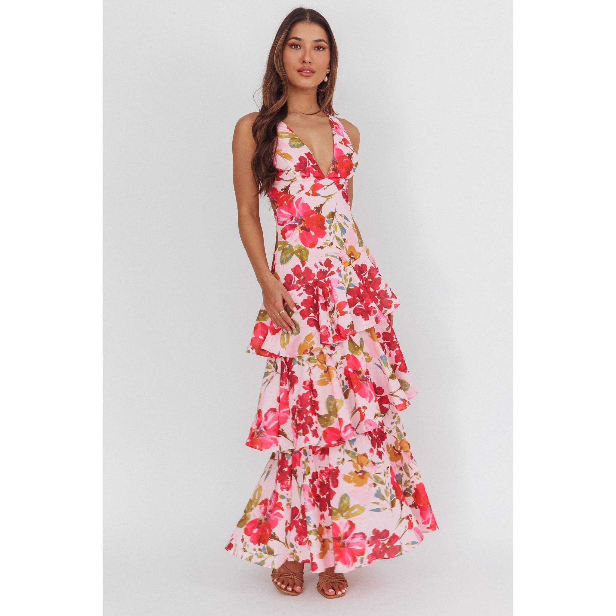 Rayne Ruffle Maxi Pink Floral
